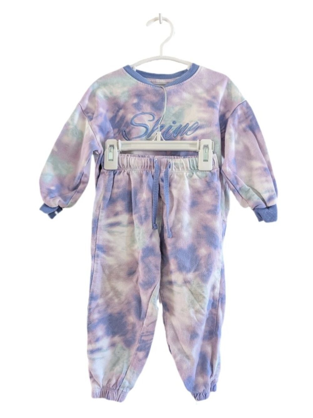 2T George Shine Toddler Girls Purple Tie Dye Cropped Sweater & Jogger Sweat Set